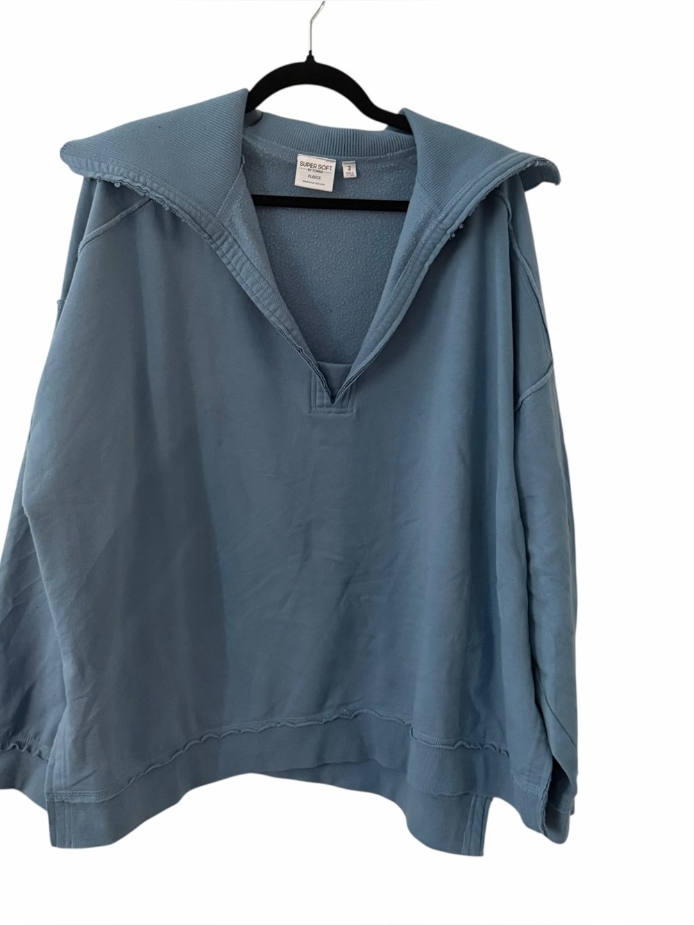 Torrid Super Soft Fleece Wide Sailor Collar V-Neck Pullover Sweatshirt Blue 3X